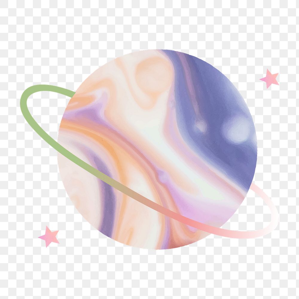 Watercolor Saturn element transparent png