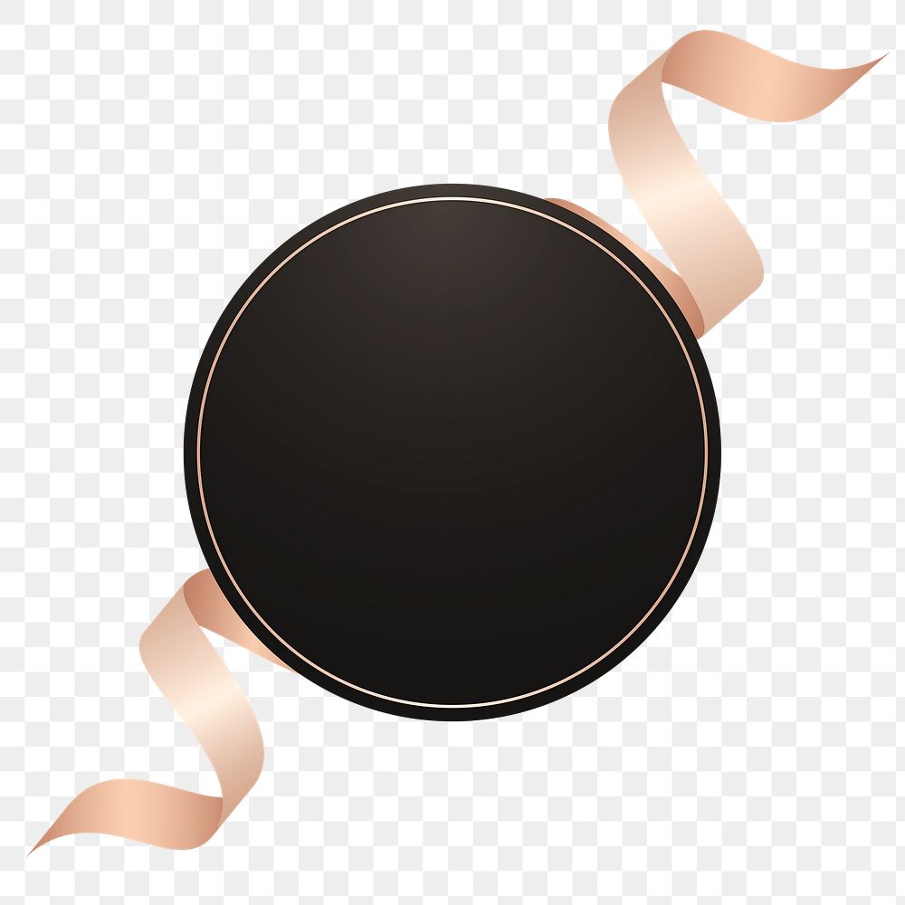Black round frame with pink gold ribbon transparent png