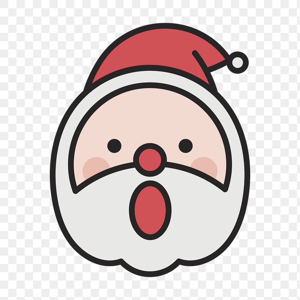 Santa smiling with with open mouth emoticon on transparent background vector