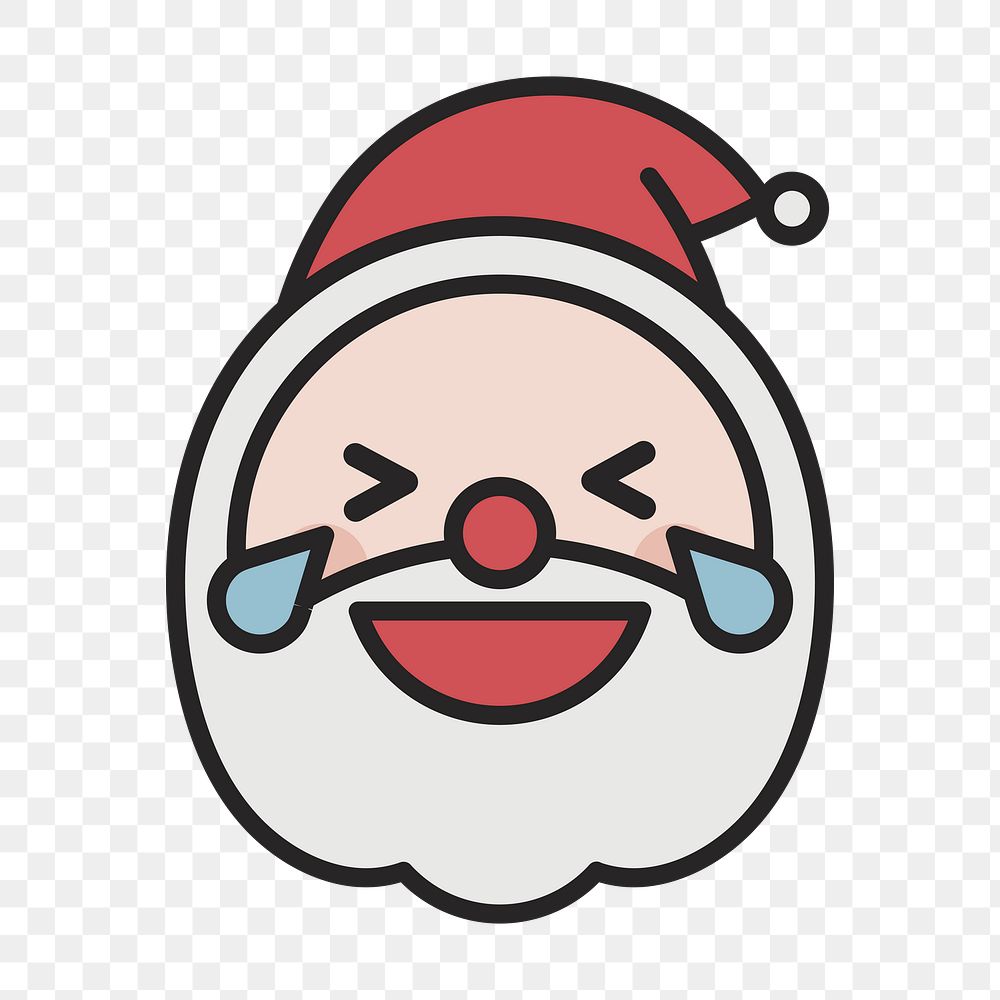 Santa smiling with tears of joy emoticon on transparent background vector