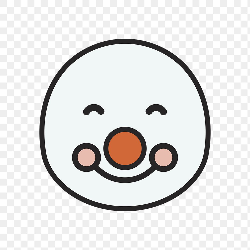 Snowman slightly smiling emoticon on transparent background vector