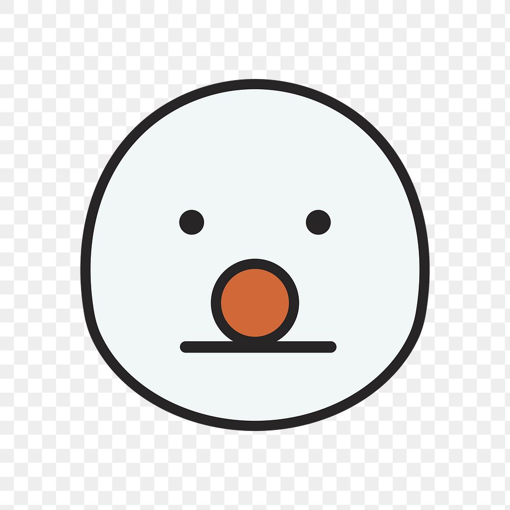 Snowman with neutral face emoticon on transparent background vector
