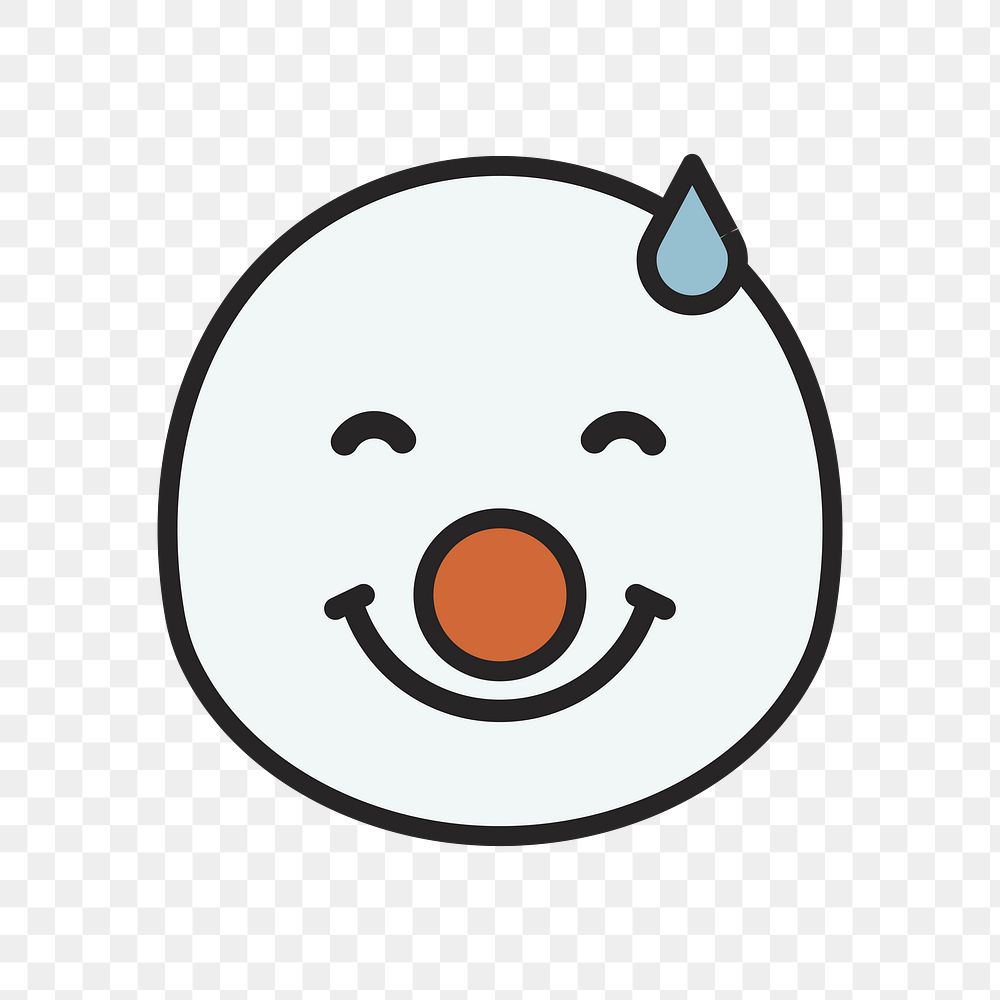 Snowman with sweat emoticon on transparent background vector
