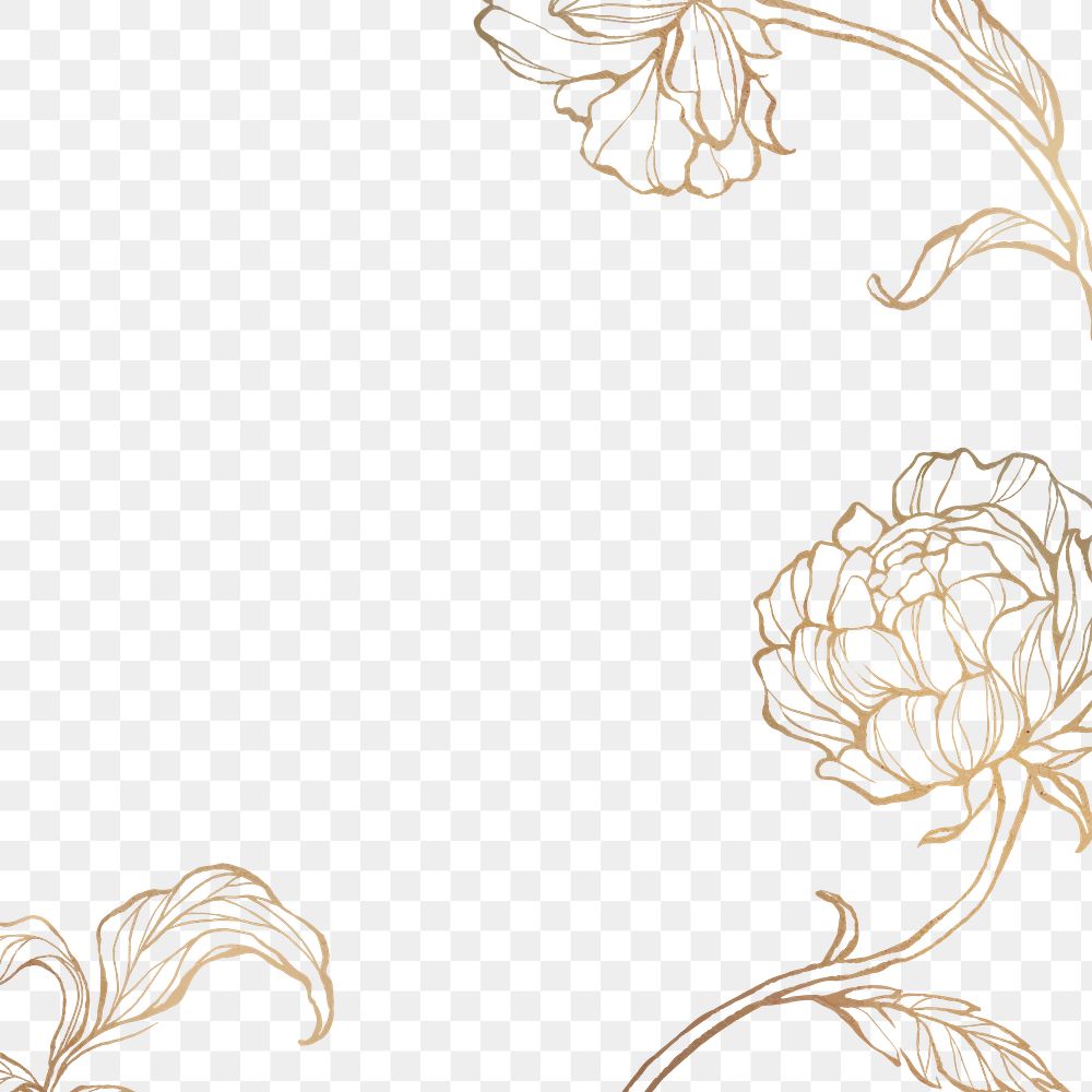 Gold floral outline on marble background