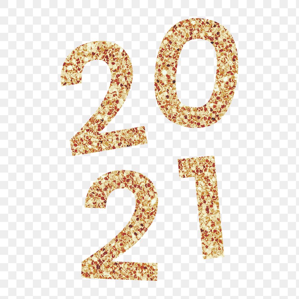 Festive golden shimmering 2021 transparent png
