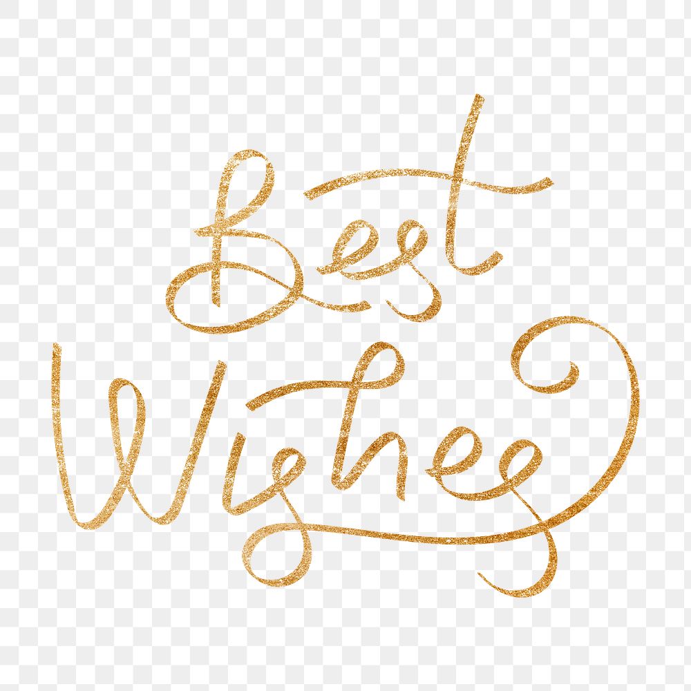 Golden best wishes typography transparent png