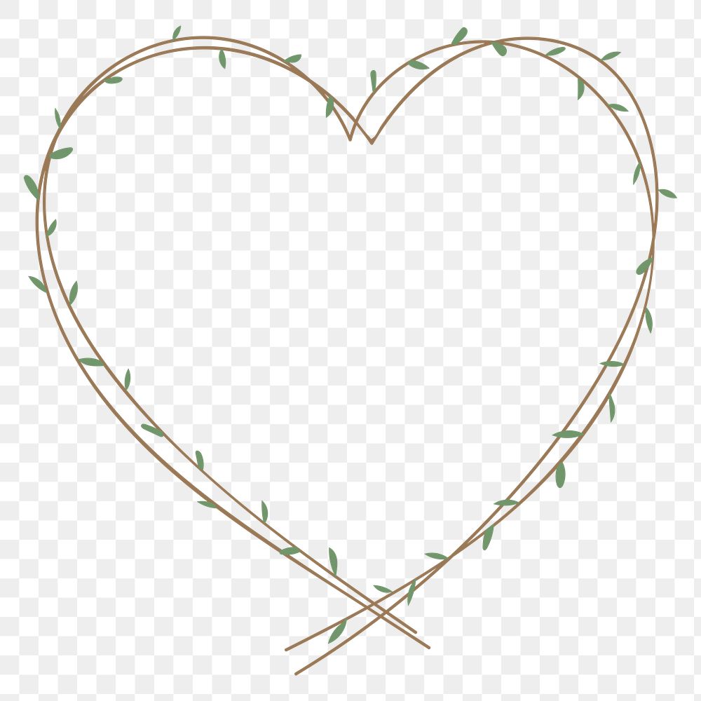 Green hearted wreath element transparent png