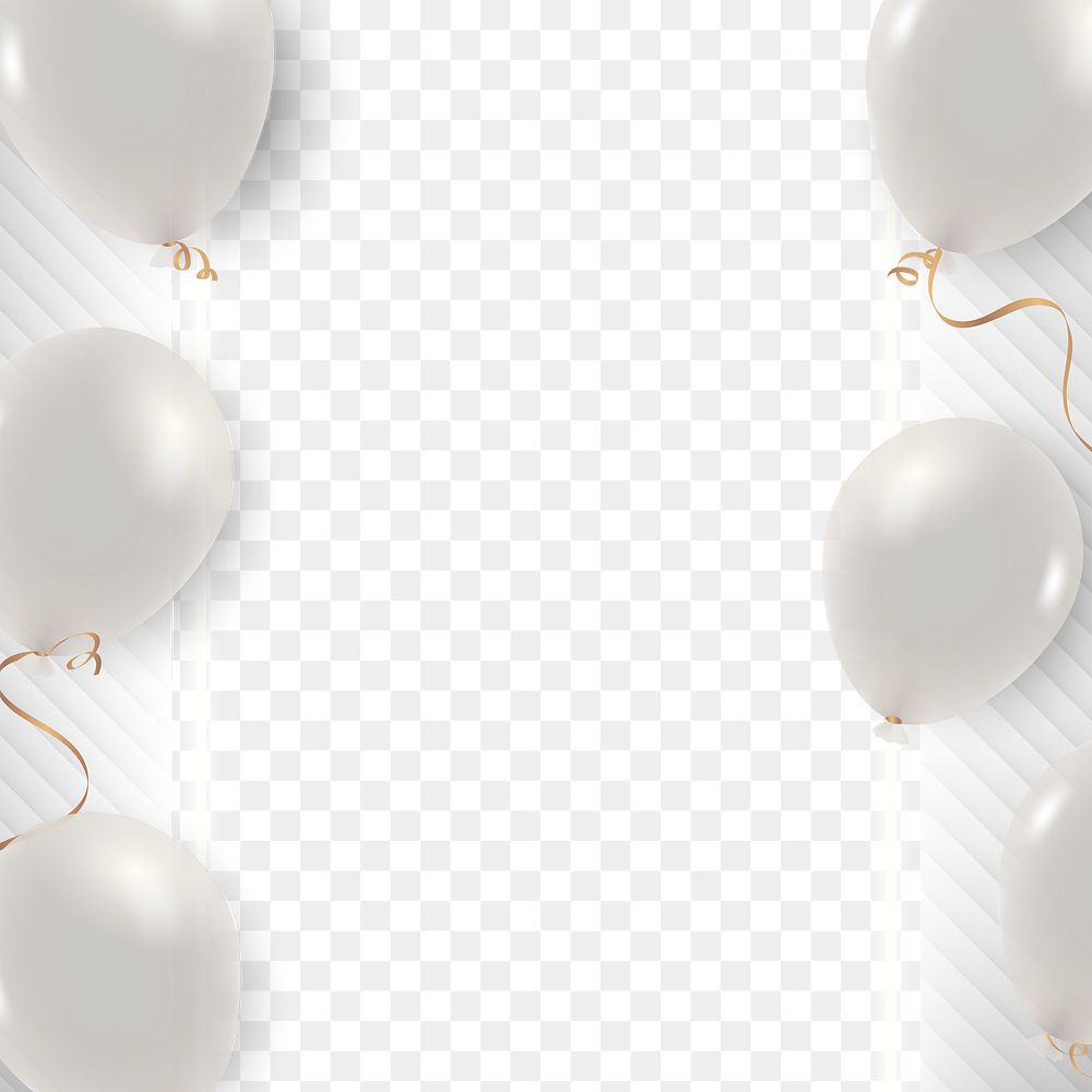 White balloons border png with transparent background