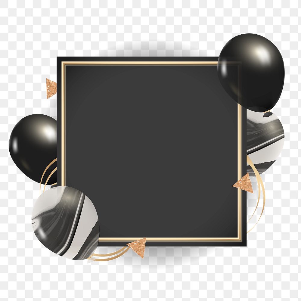 Luxury frame png with black and marble balloons