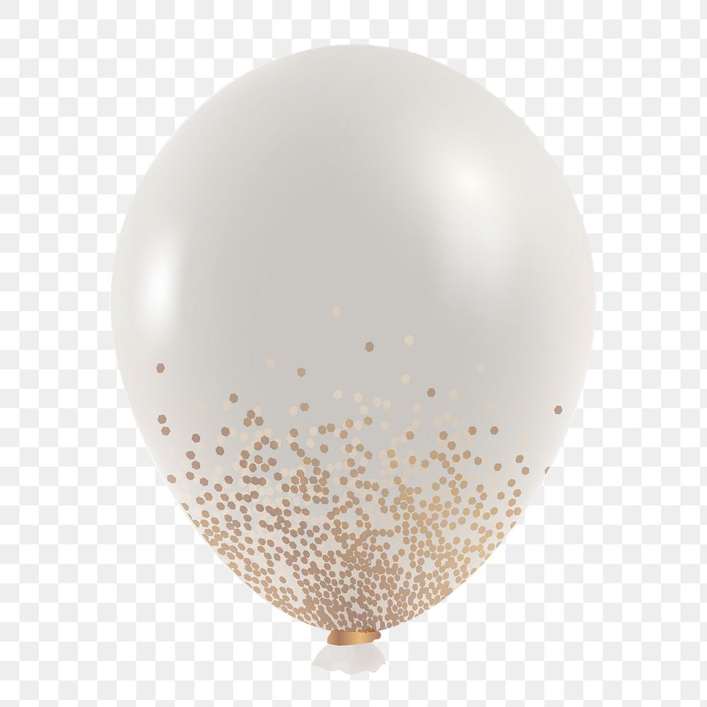 White and gold confetti party balloon transparent png