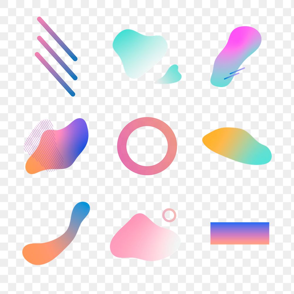 Colorful gradient elements collection transparent png