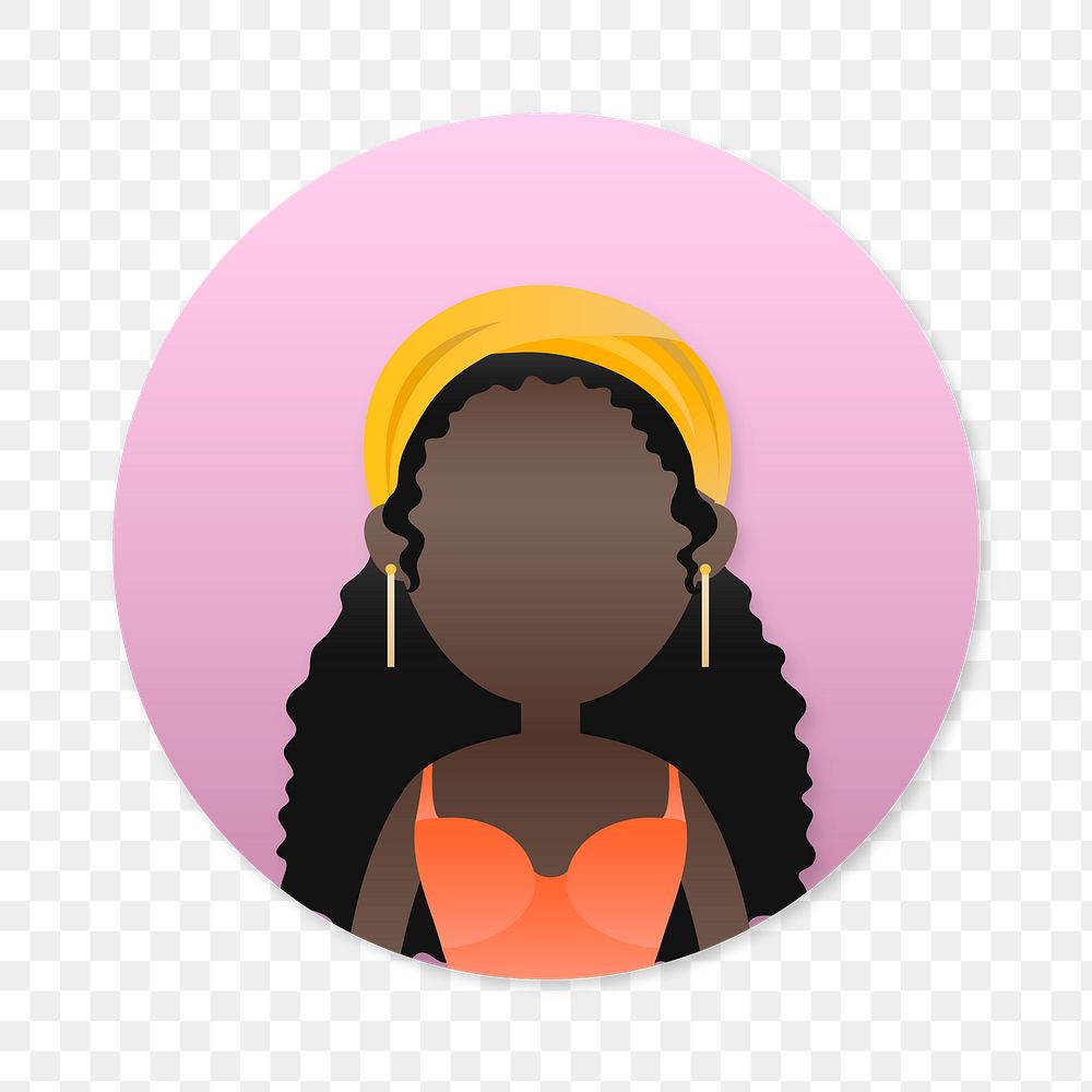 Young black girl avatar transparent
