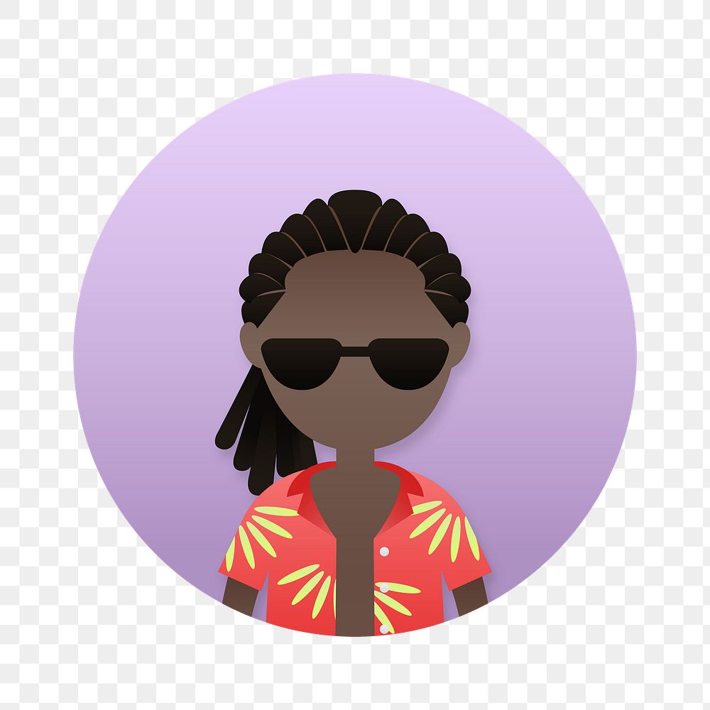 Black man in dreadlocks avatar transparent png