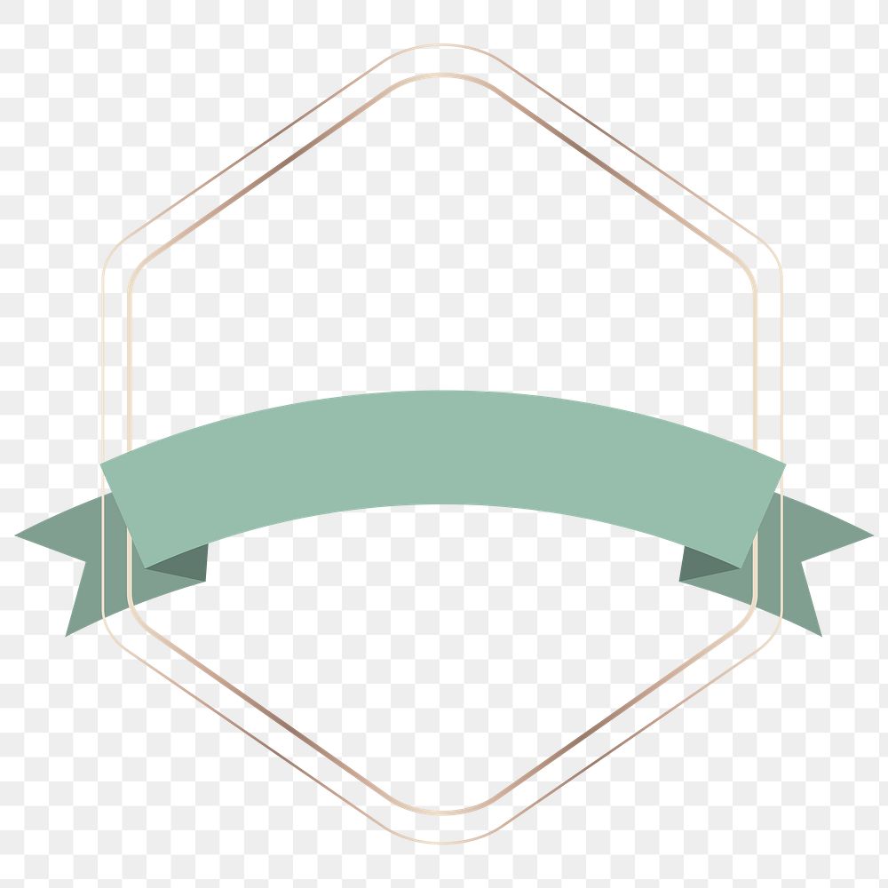 Gold frame with green ribbon banner transparent png