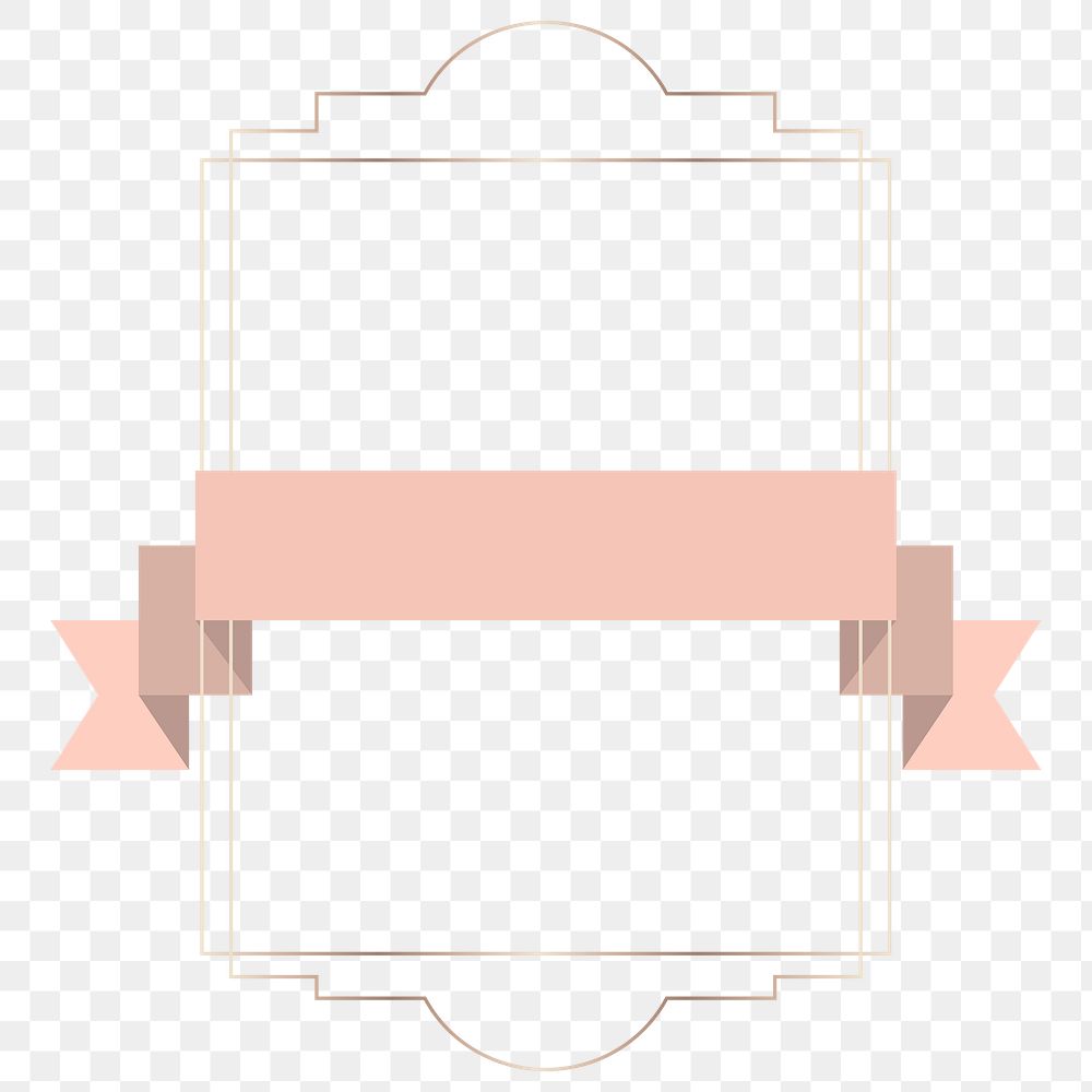Gold frame with pink ribbon banner transparent png