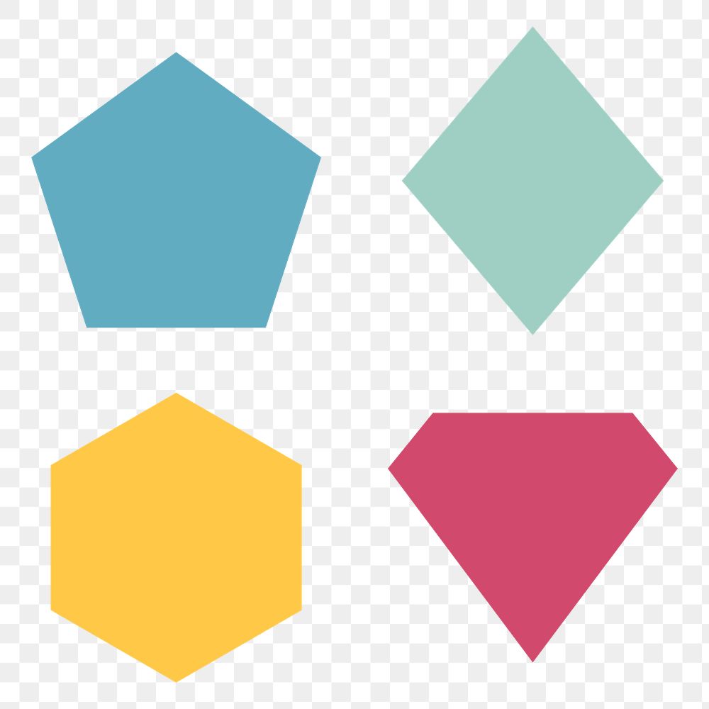 Colorful flat geometric shapes set transparent png