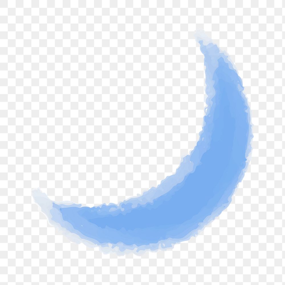 Blue watercolor crescent geometric shape transparent png
