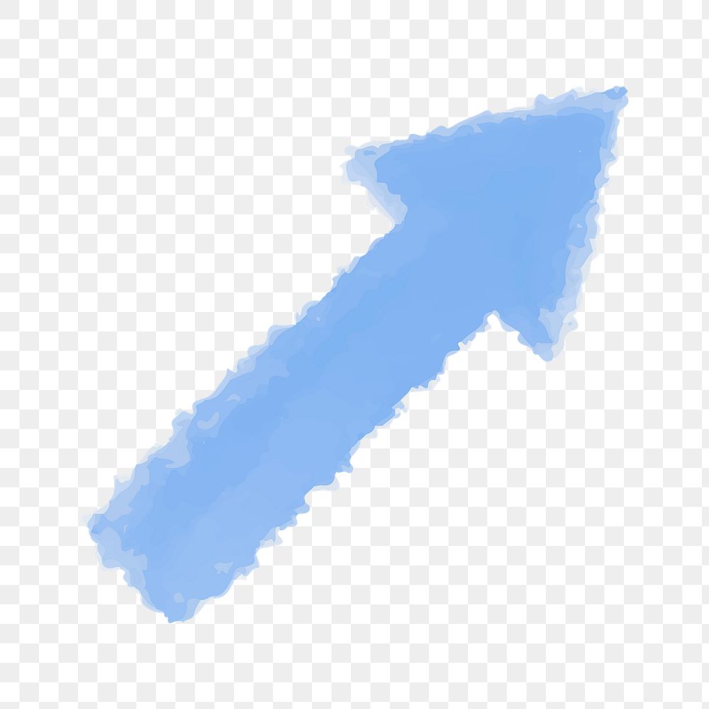 Blue watercolor arrow geometric shape transparent png