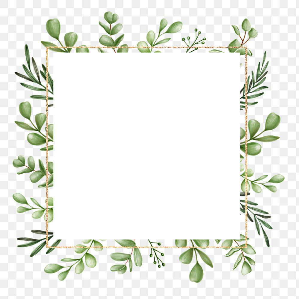 Green floral frame transparent png