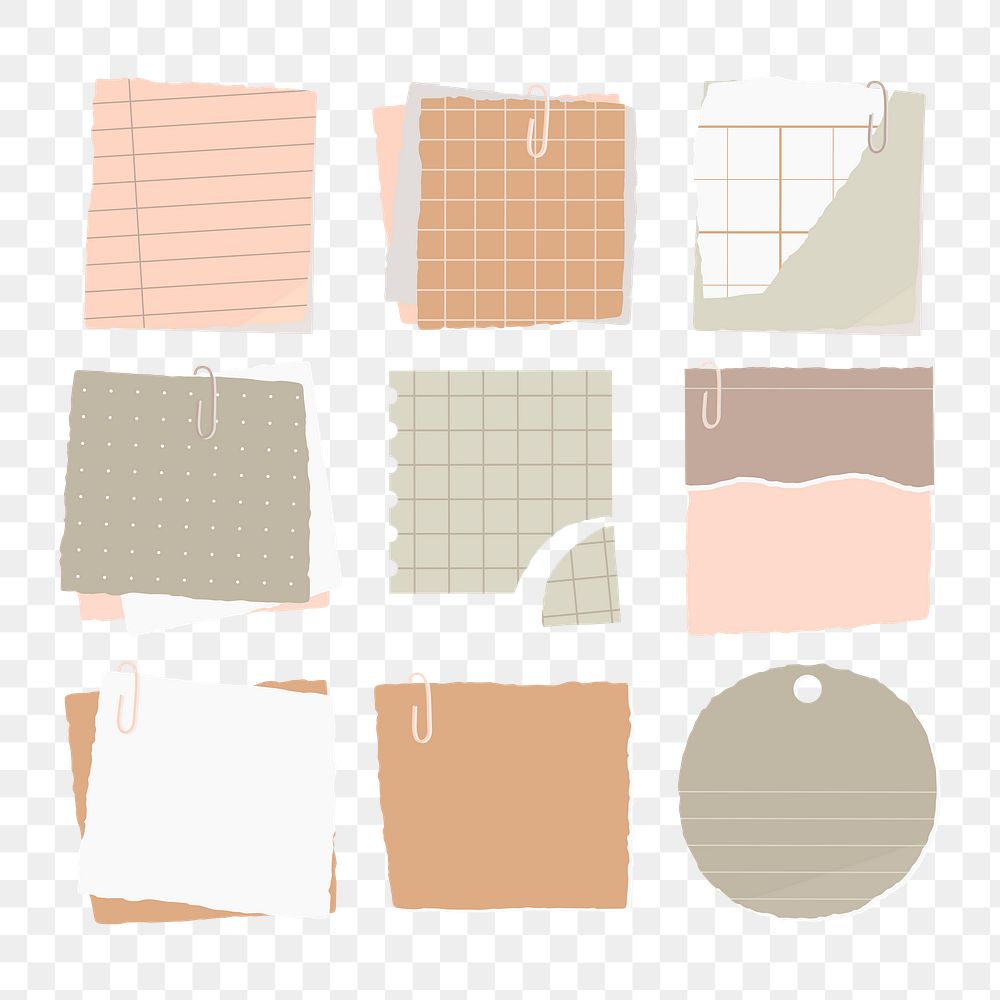Torn paper note collection social ads template transparent png