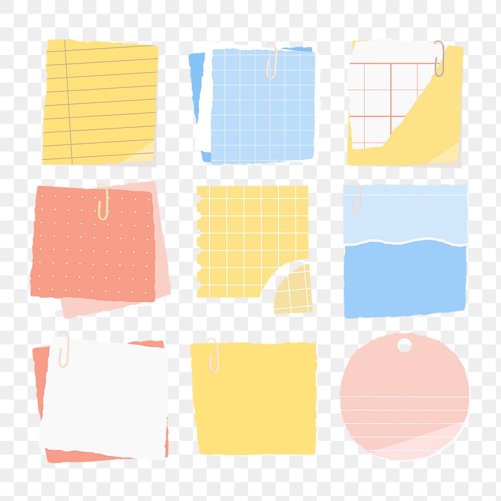 Colorful paper note collection social ads template transparent png