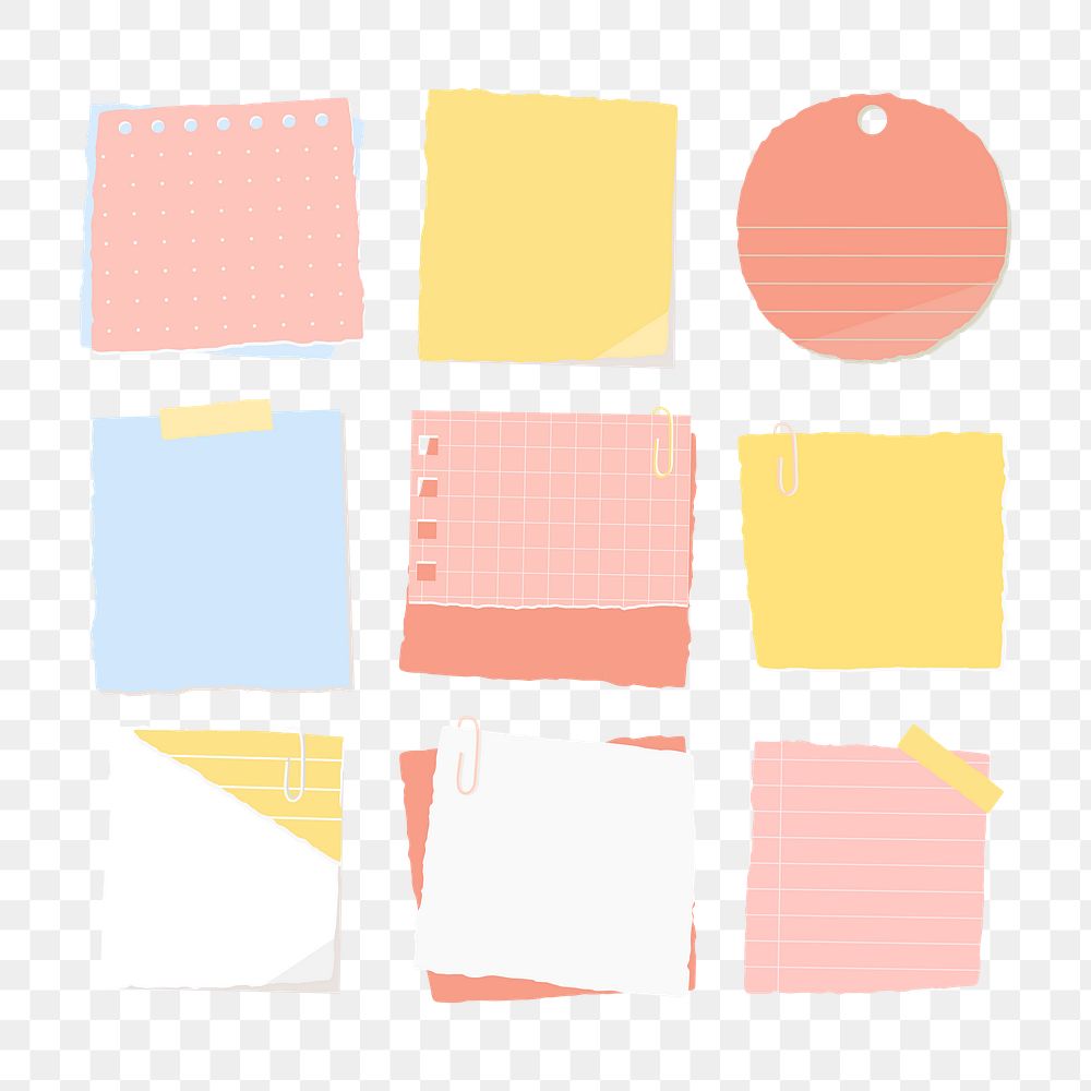 Colorful notepaper collection social ads template transparent png