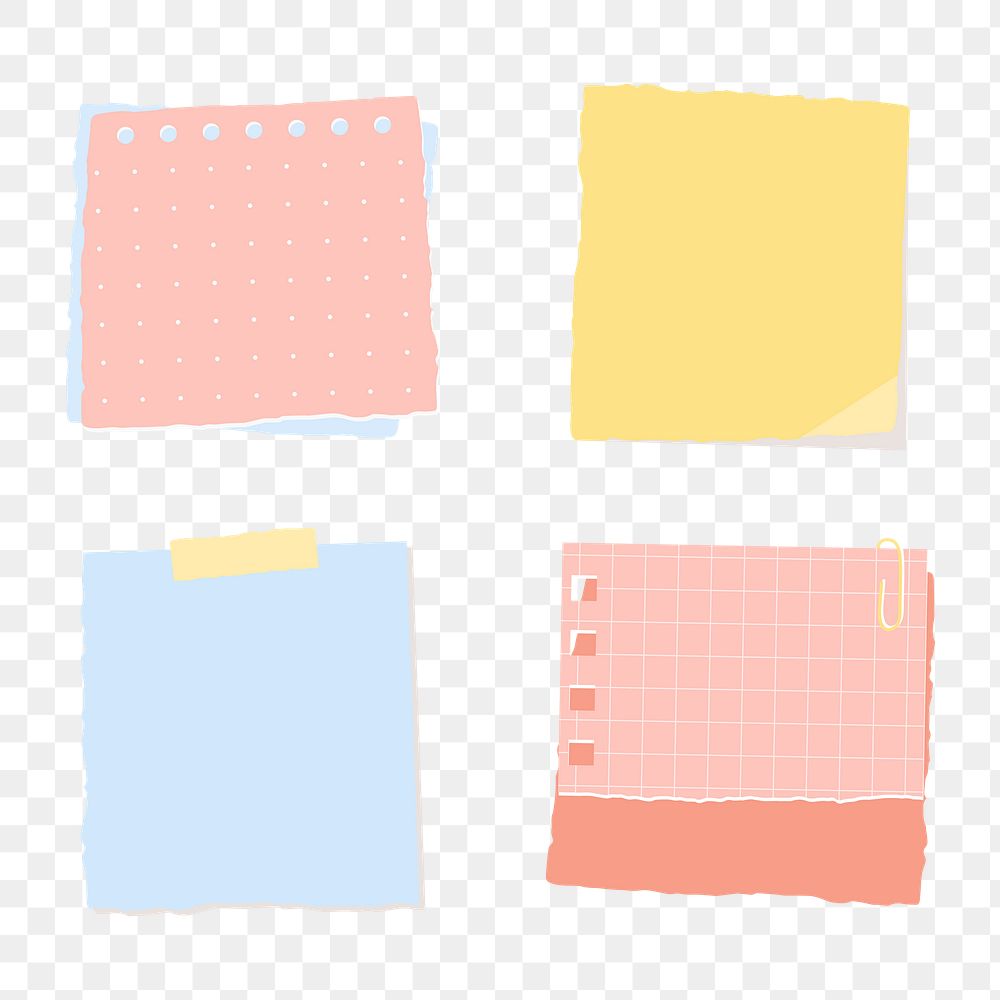 Colorful paper note collection social ads template transparent png