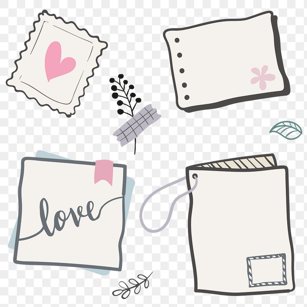 Planner doodle collection transparent png