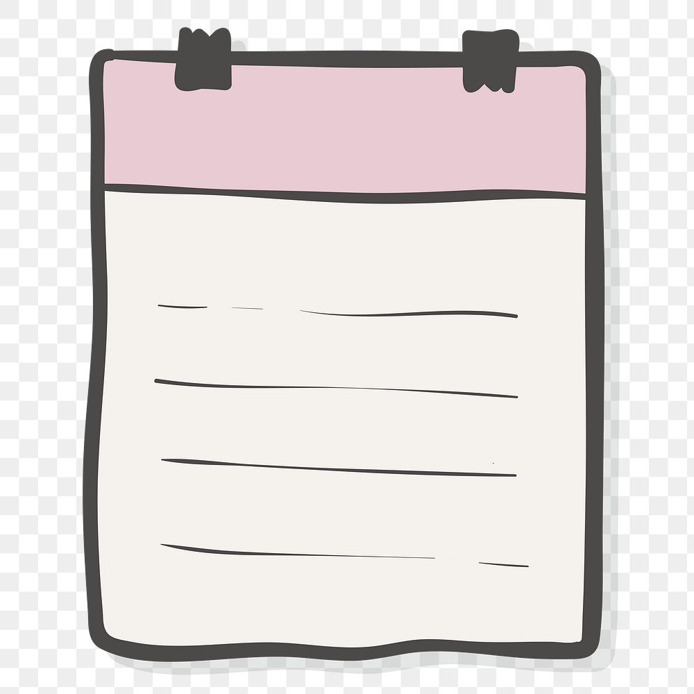 Blank lined paper note with binder paper clips transparent png