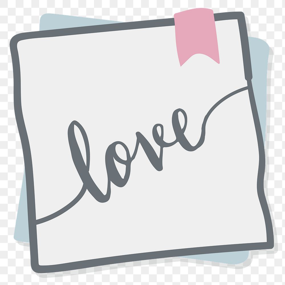 Love hand written on paper note transparent png