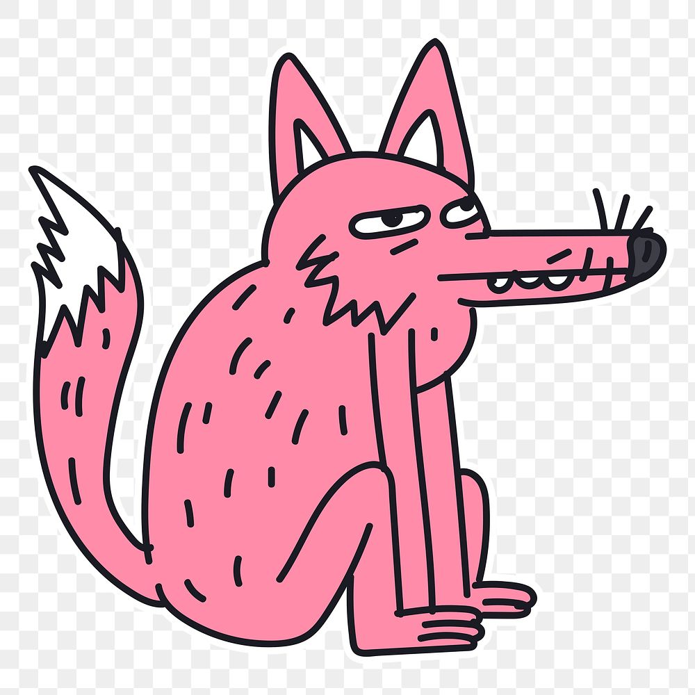 Hand drawn pinky wolf sticker transparent png