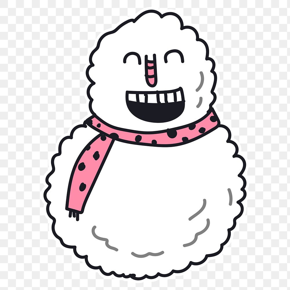 Snowman with pink polka dots scarf sticker transparent png
