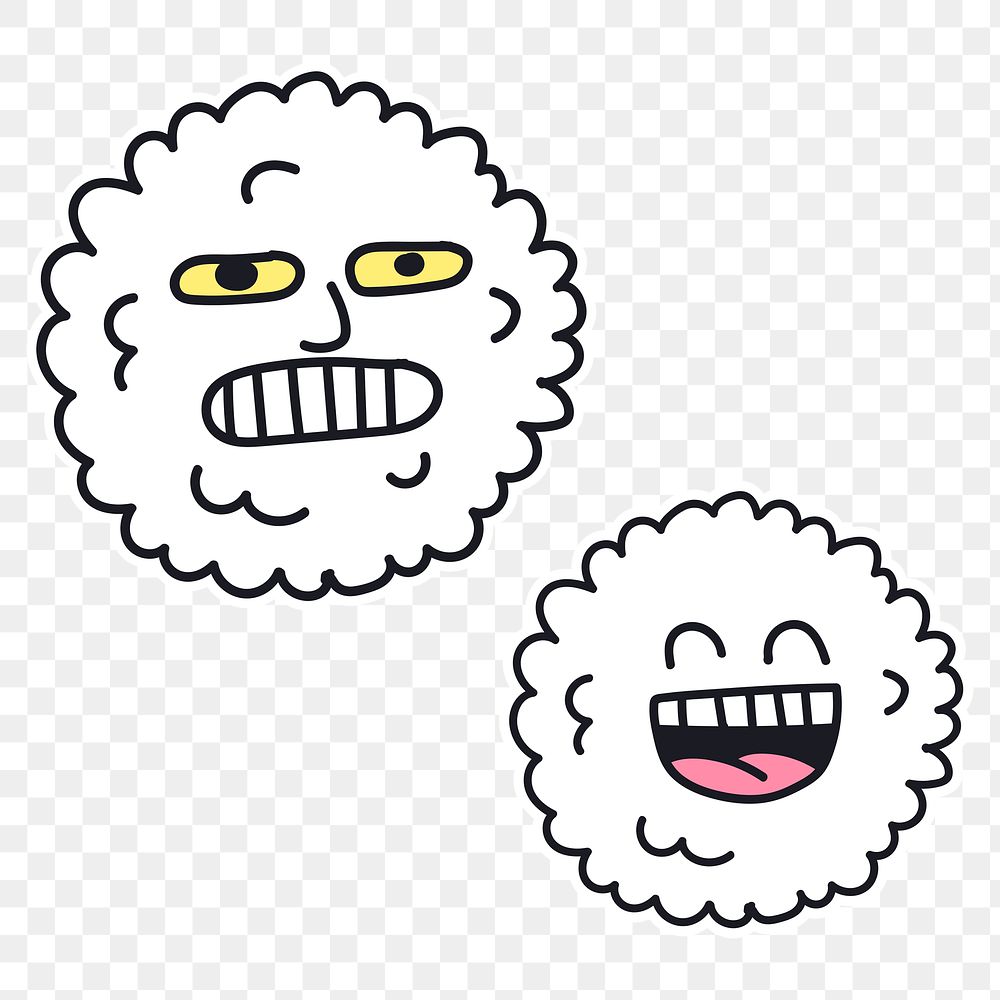 Snowballs with happy face sticker transparent png