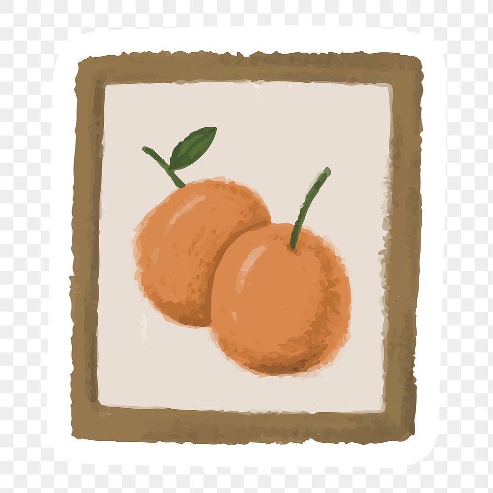 Two oranges in brown border sticker