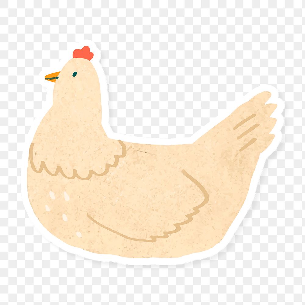 Watercolor cream chicken sticker transparent png