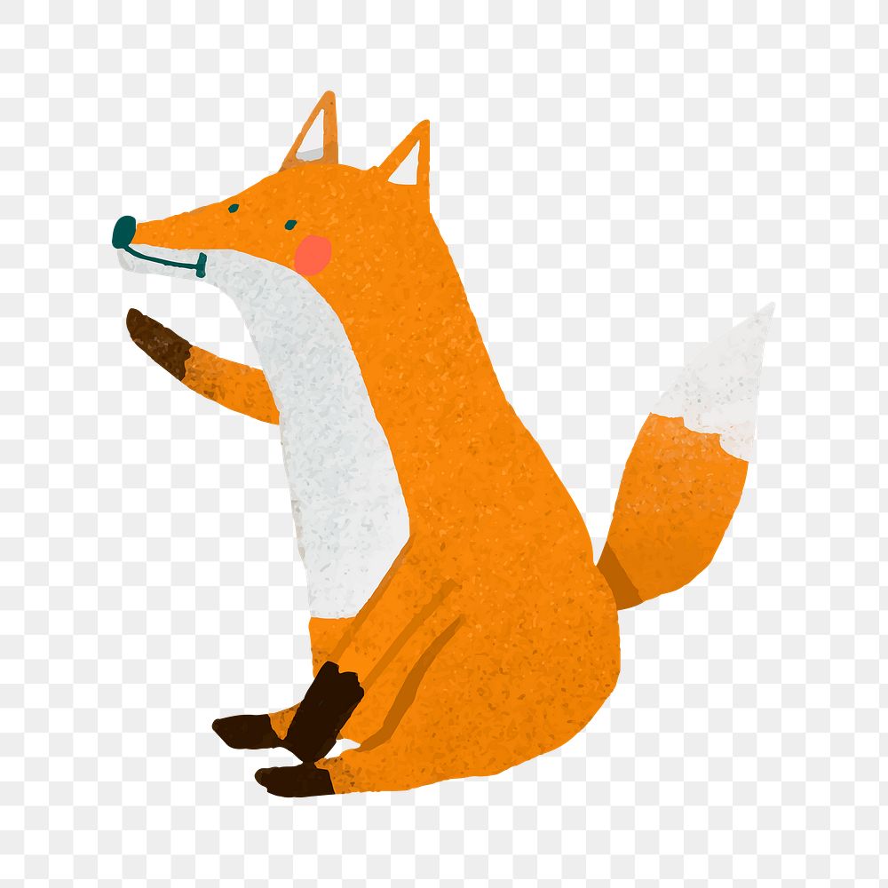 Hand drawn cute fox transparent png