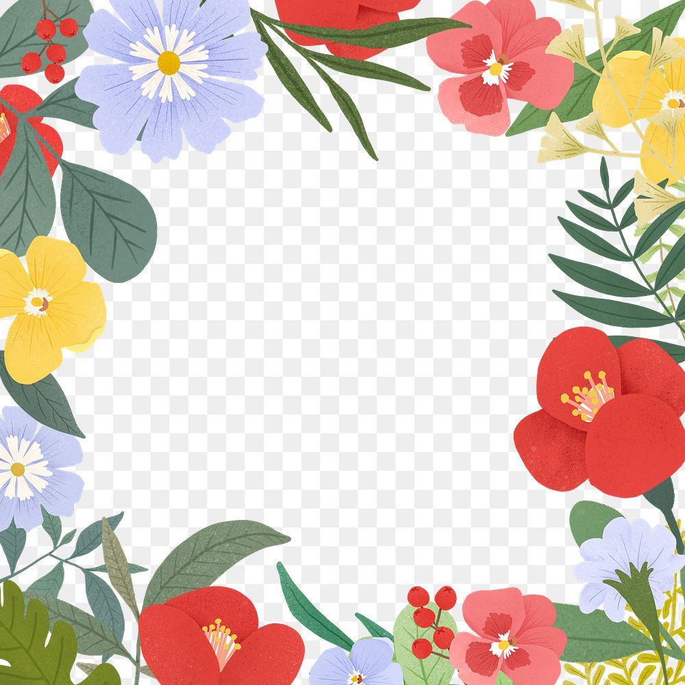 Colorful floral frame transparent png