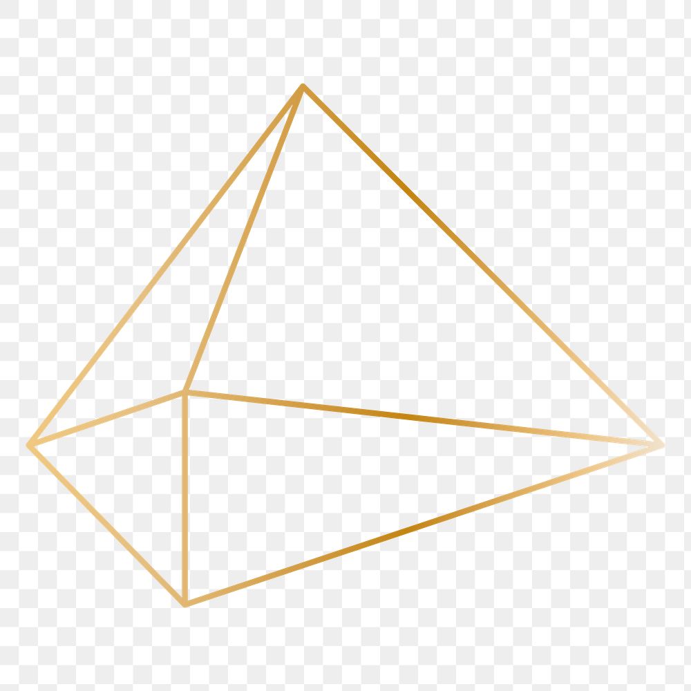 Minimal gold oblique pyramid shape transparent png