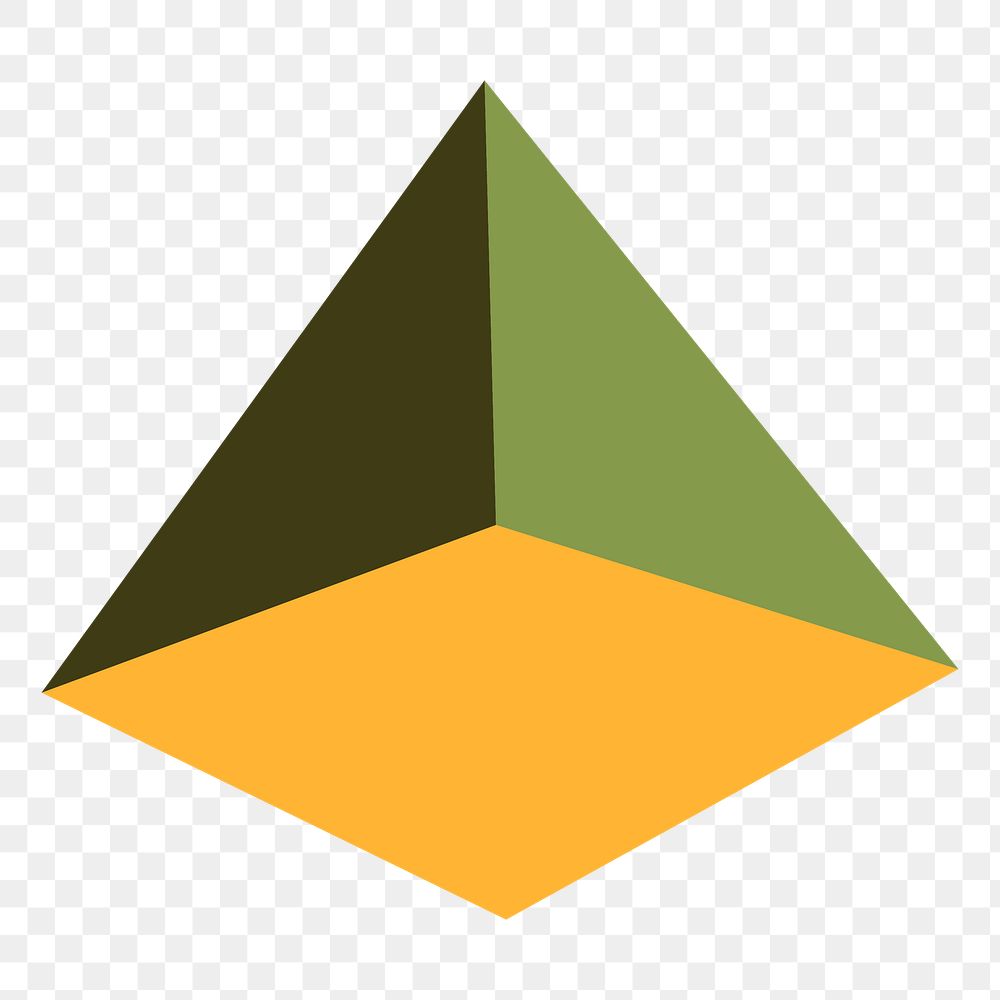 Retro green pyramid geometrical shape transparent png