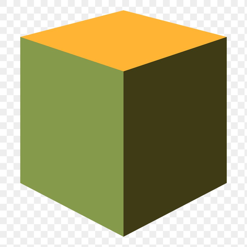 Retro green cube geometrical shape transparent png