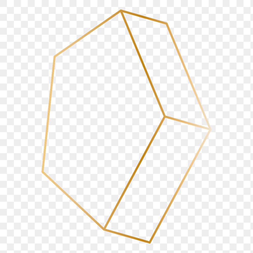 Minimal gold pentagonal prism shape transparent png