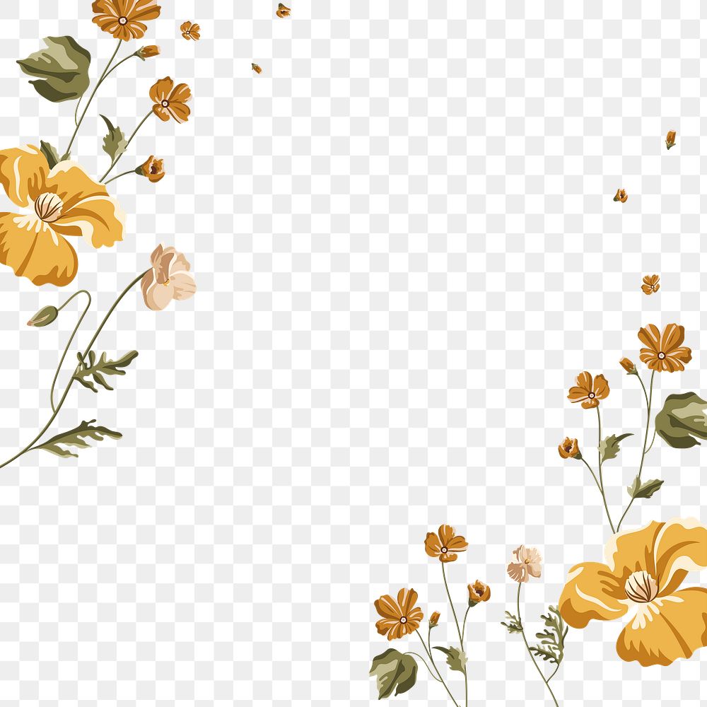 Yellow illustrated flowers design element