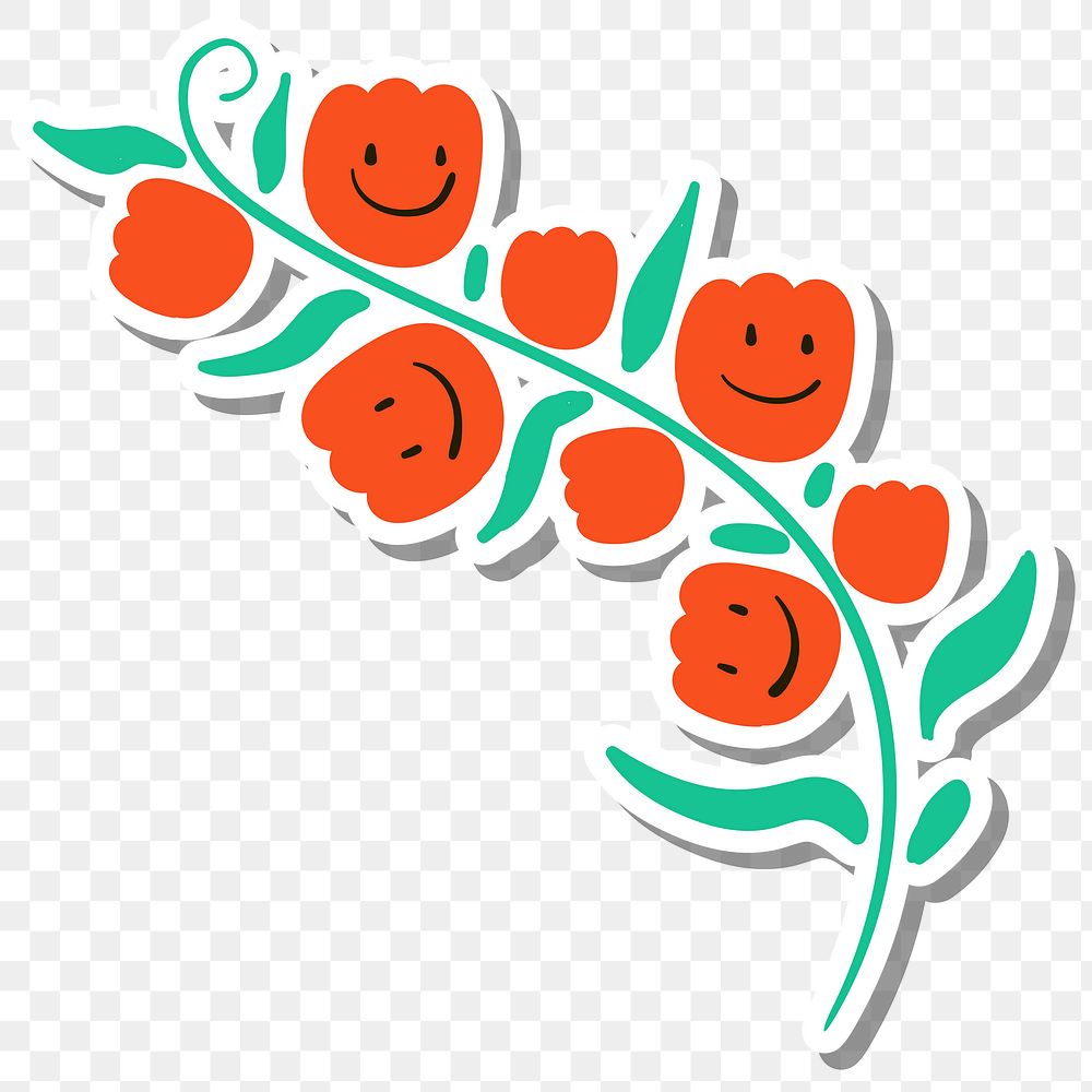Cute smiling red flower design element