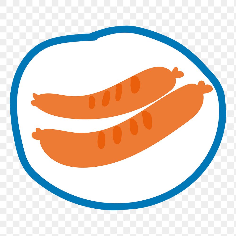 Cute sausages doodle sticker design element