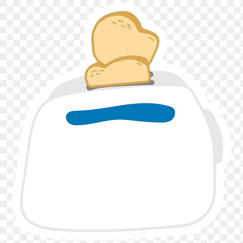 Toasts in a toaster doodle sticker with a white border design element