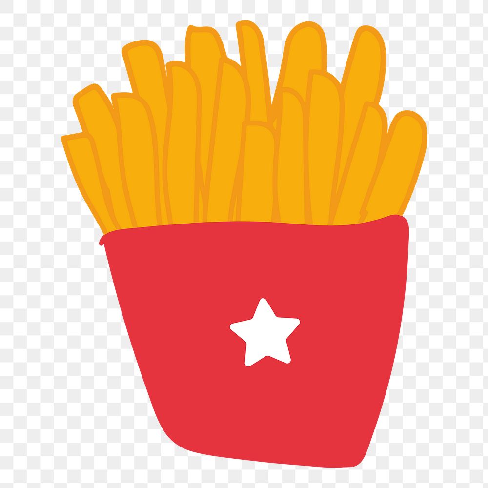 Cute fries doodle sticker design element