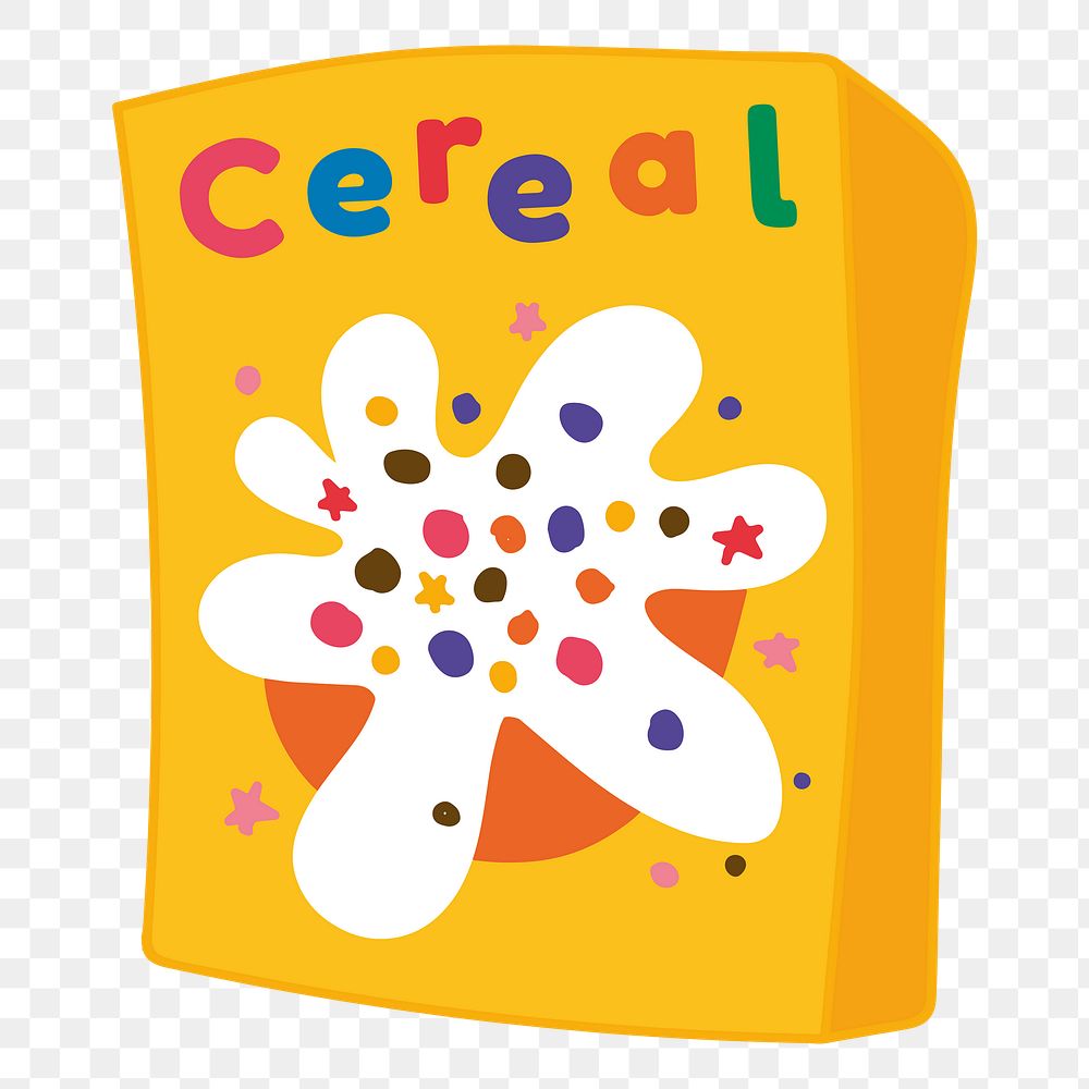 Cute cereal box doodle sticker design element