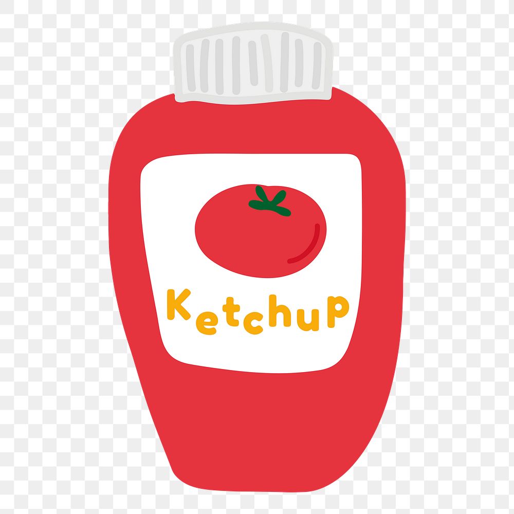Cute ketchup sauce bottle doodle sticker design element