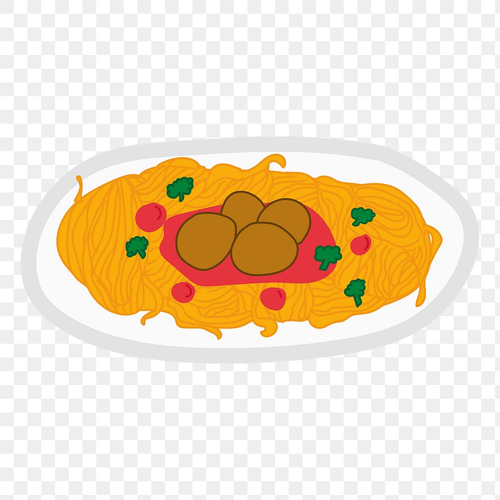 Spaghetti meatball  doodle sticker design element