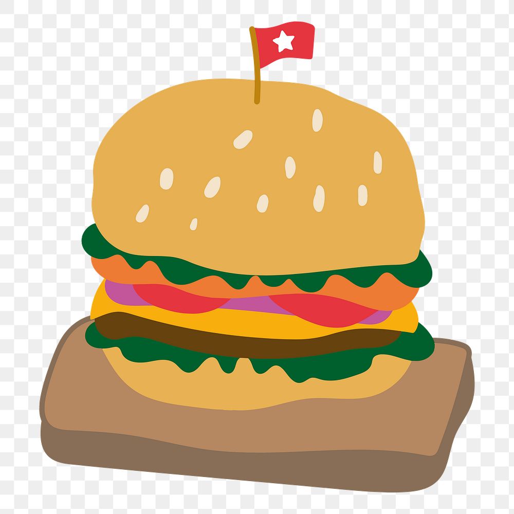 Cute hamburger doodle sticker design element